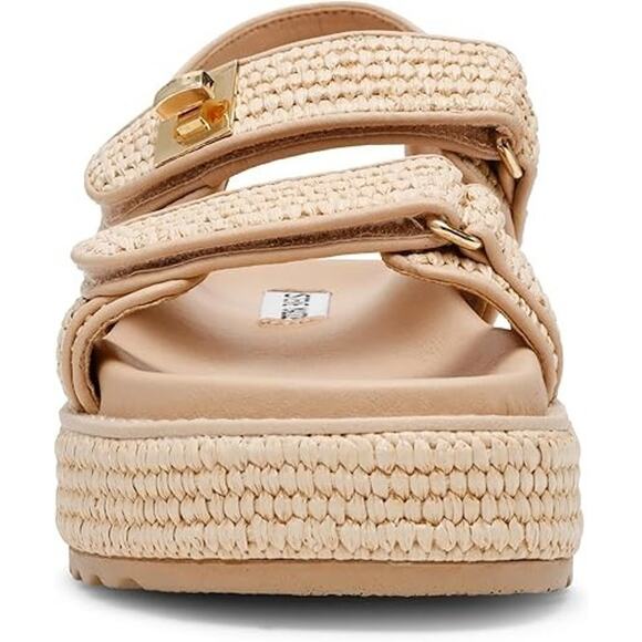 Steve Madden Women's Bigmona Sandal, Natural Raffia Beige, Size 6 - Picture 3 of 7